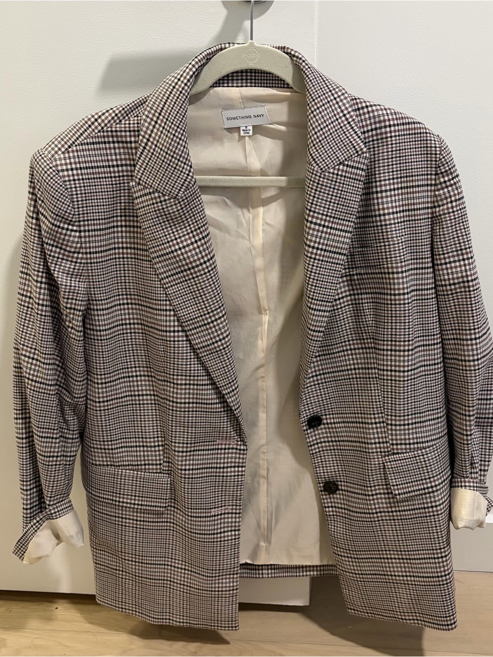 Something Navy Women's Red&Black Plaid Blazer